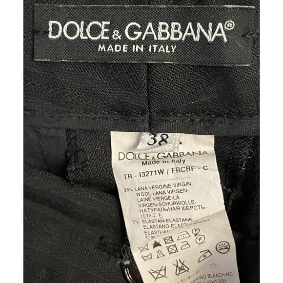 Dolce & Gabbana Women Size EU 38 Black Dress Trouser Pants Striped Wool Straight - Picture 6 of 6